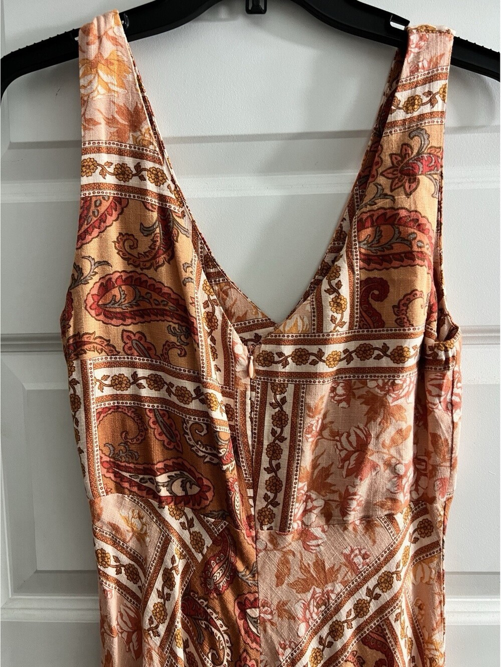 Paper Heart Maxi Dress Women Sz S Warm Floral Paisley Linen Blend Dress Boho - Picture 4 of 8